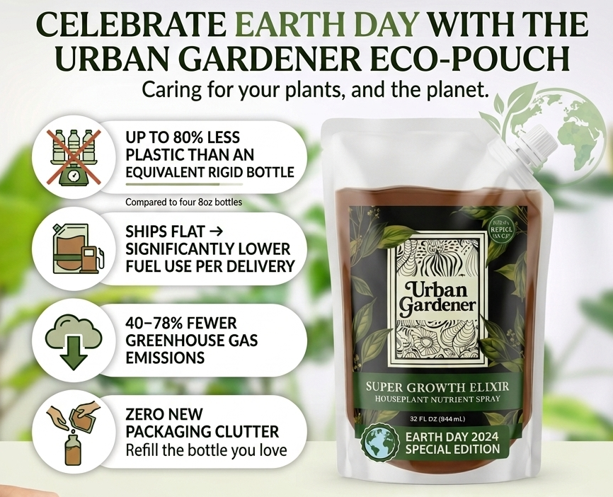 Earth friendly Eco-pouch - Super Growth Elixir Refill - Best Selling All Natural Houseplant Growth Spray