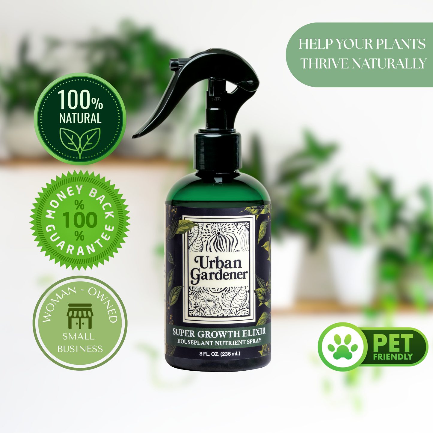Houseplant Growth Spray | Foliar Feed for Indoor Plants – Super Growth Elixir